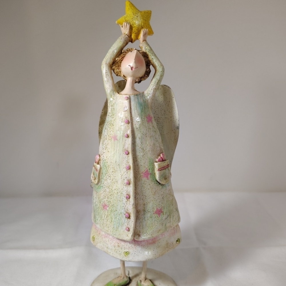 Decorative Pastel Angel Figurine Holding Star - Charming Home Accent